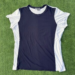 Vince Pima cotton color block navy and White Top, size L